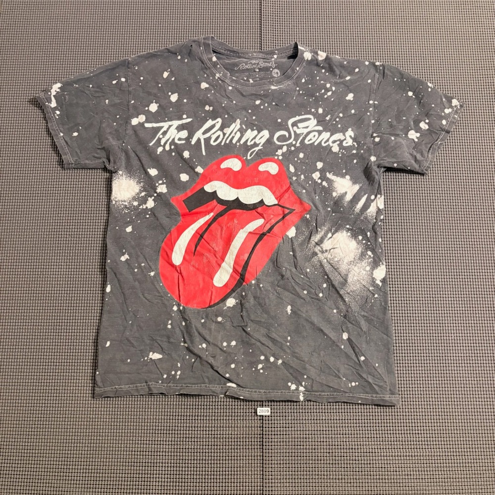 The Rolling Stones Bleach Splatter Graphic T-Shirt Gray Small